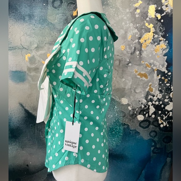 Unique Vintage | Polka Dot Bow Top - Picture 3 of 9